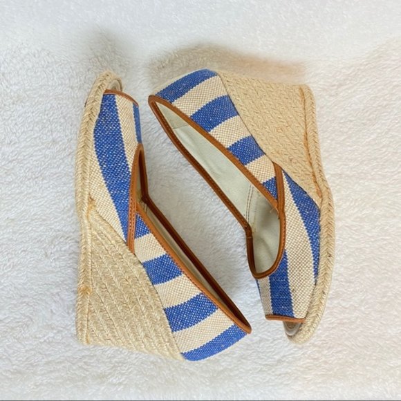 Lauren Ralph Lauren Isis Blue Natural Wedge Sandal - Picture 1 of 8